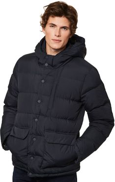 Blue Hooded Down Padded Jacket