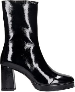 High Heels Ankle Boots In Black Patent Leather