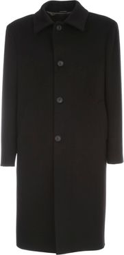 Wool Cashmere Single Breasted Coat W/shirt Neck