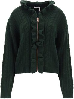 Cardigan With Zip And Ruffles