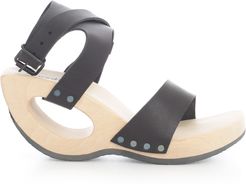Open Toe Sandal W/strap On Ankle And Holed Heel