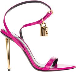 Shiny Leather Padlock Pointy Naked Sandal 105mm