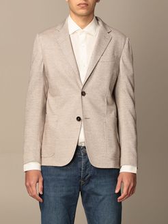 Blazer Ermenegildo Zegna Single-breasted Jacket In Linen And Cotton