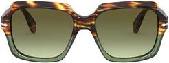 Persol Po0581s Brown Tortoise & Opal Green Sunglasses