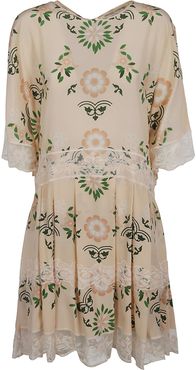 Floral Printed Lace Applique Dress