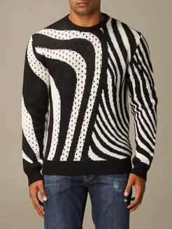 Sweater Just Cavalli Pullover With Optical Animal Print