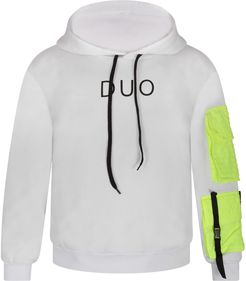 White Sweatshirt For Boy With Black Logo