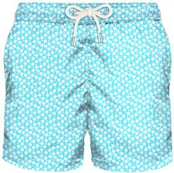 Micro Palms Light Blue Light Fabric Swim Shorts
