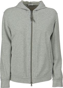 Stretch Cotton Lightweight French Terry Sweatshirt With Precious Detail Light Grey