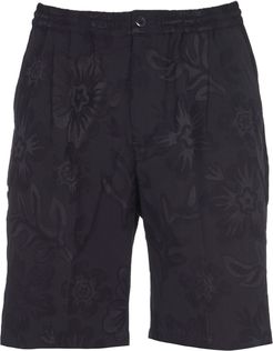 Floral Pattern Black Shorts