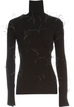 Light Weight Feather Turtleneck Jumper With Flared Sleeves