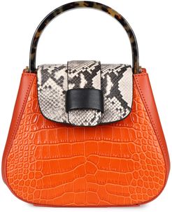 Myria Croco Print Leather Handbag