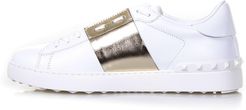 Open Low-top White & Platinum Leather Sneakers