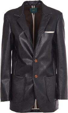 Black Faux Leather Blazer