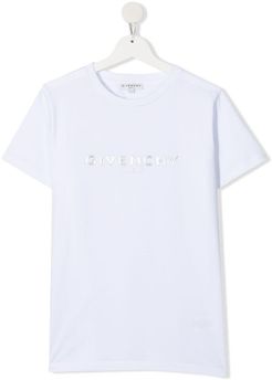 Cotton T-shirt With Laminated Logo