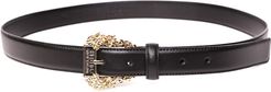 Embellished Buckle Leather Belt