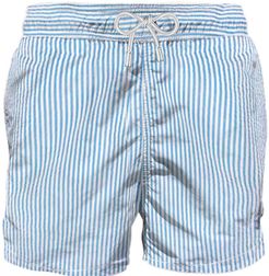 Light Blue And White Striped Mans Swim Shorts