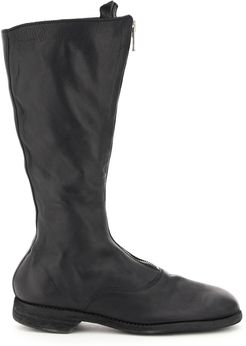 Front Zip Leather Boots