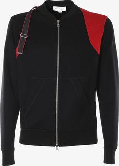 Two-tone Bomber Jacket With Strap Detail