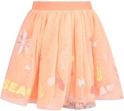 Apricot Skirt For Girl With Colorful Drawings
