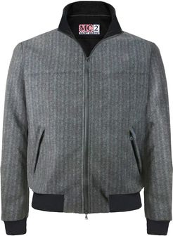 Black Herringbone Printed Mid Season Jacket Wool Effect