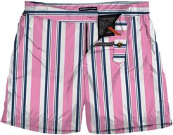Multicolor Striped Mid-length Swim Shorts