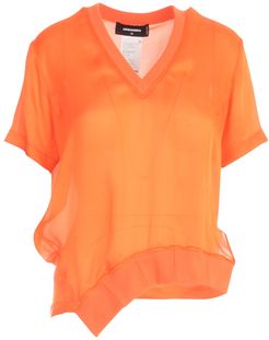 Silk S/s V Neck Top