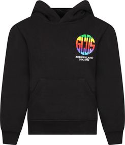 Black Sweatshirt For Kids With Muticolor Logo