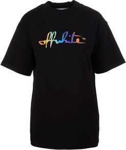 Woman Black T-shirt With Rainbow Logo