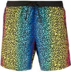 Animalier Rainbow Print Light Fabric Zipped Swim Shorts