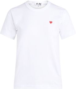 T-shirt In White Cotton With Small Red Heart