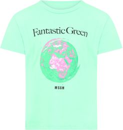 Mint Green T-shirt For Kids With Planet