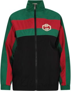 Green, Red And Black Kids Windbreaker With Double Gg