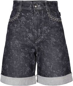 Embroidered Denim Shorts