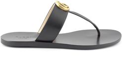 Black Leather Thong Sandal