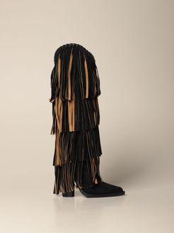Boots Dsquared2 High Boot In Suede With Fringes