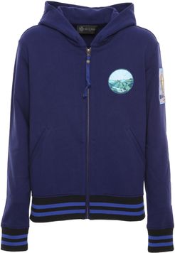 Navy Sweatshirt With Embroidered Patches For Woman