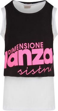 Black And White Tank Top With Logo For Girl