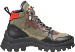 Trekking Boot Military Green Black And Red Color
