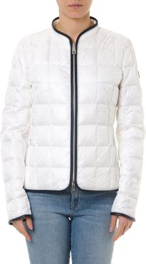 Light Ivory Down Jacket With Contrasting Edges