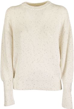 Crewneck Sweater Cotton And Silk Half English Rib Dazzling Tweed