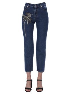 Jeans With Embroidery Palm Tree