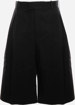 Wide Leg Bermuda Shorts In Cotton Twill