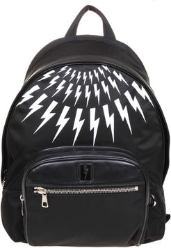 Neil Barret Fair-isla Thunderbolt Backpack In Black Nylon