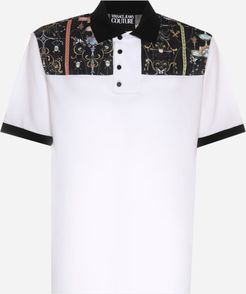 Cotton Polo Shirt With Barocco Print