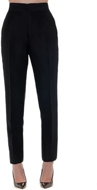 Black Wool & Silk Tailored Pants