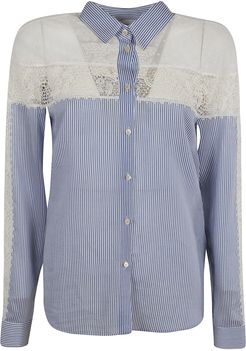 Lace-detail Striped Shirt