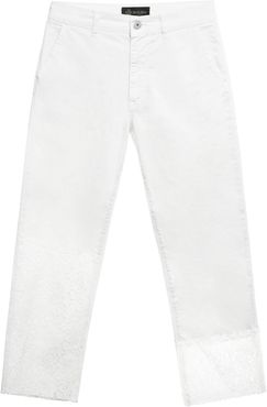 White Lace Boyfriend Pants For Woman