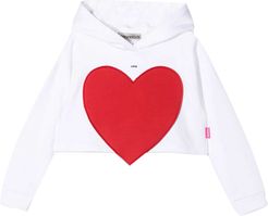 White Sweatshirt With Heart Print