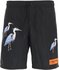 Heron Print Swim Trunks